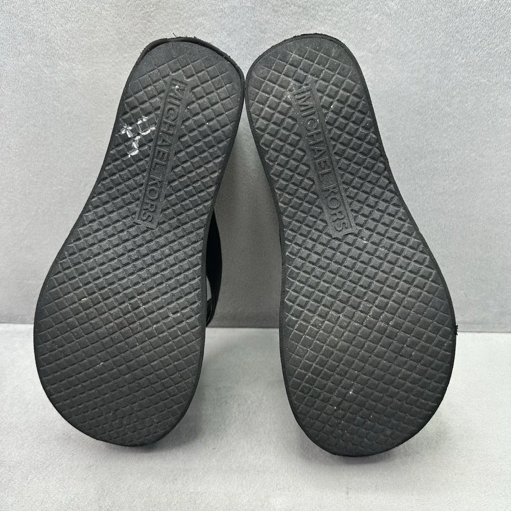 Michael Kors Benny Womens Size 6 Flip Flops Platform Black White Wedge MK‎ Logo